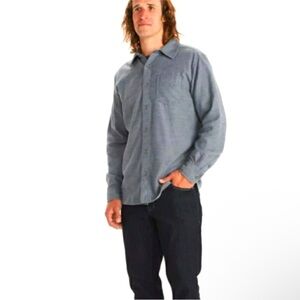 MARMOT Hobson Midweight Flannel Shirt Dark Charcoal Indigo Heather Buttons sz L